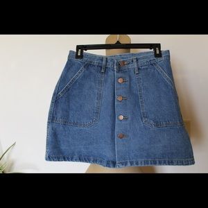 Denim Medium-Wash Button-Down Skirt